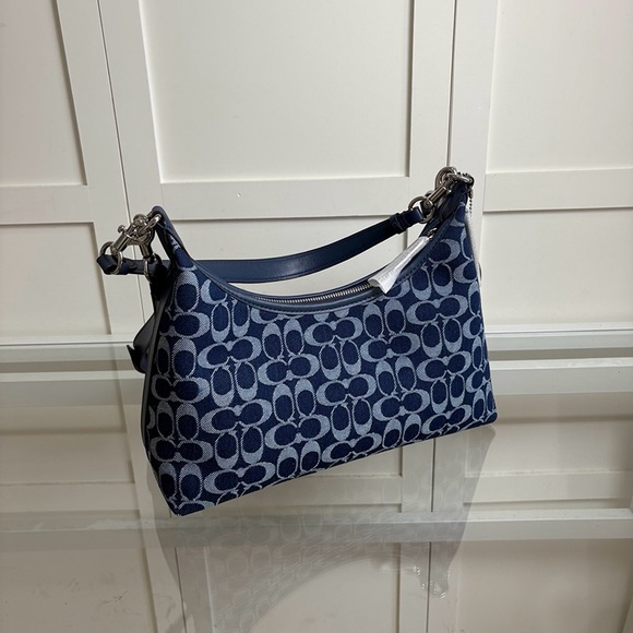 Coach Denim Monogram Canvas Shoulder Bag - Picture 3 of 9